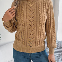 Women's Jumper – Textured Openwork Crew Neck Knit