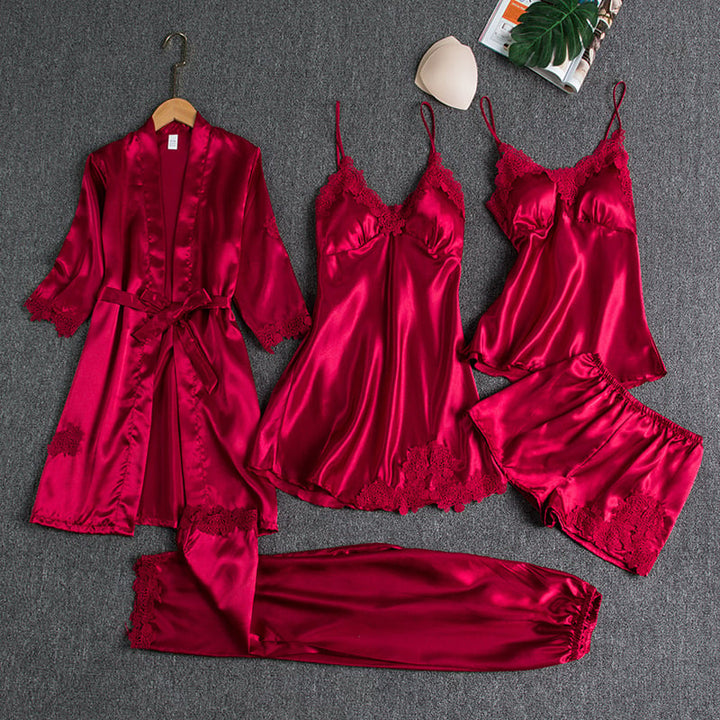 Women's Nightwear Set – 5-Piece Satin Lace