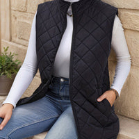 Women's Puffer Gilet – Longline Quilted Zip-Up