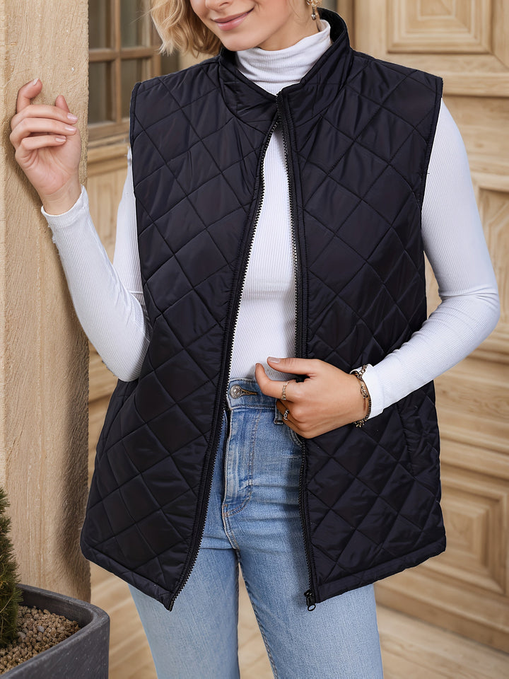 Women's Puffer Gilet – Longline Quilted Zip-Up