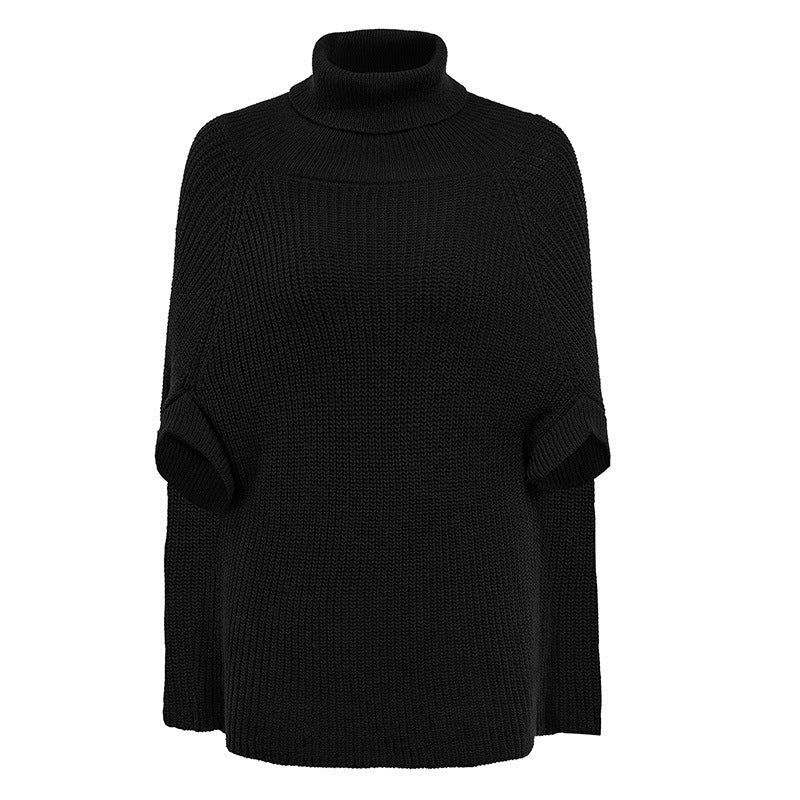 Women's Jumper – Cape Turtleneck Split Sleeves