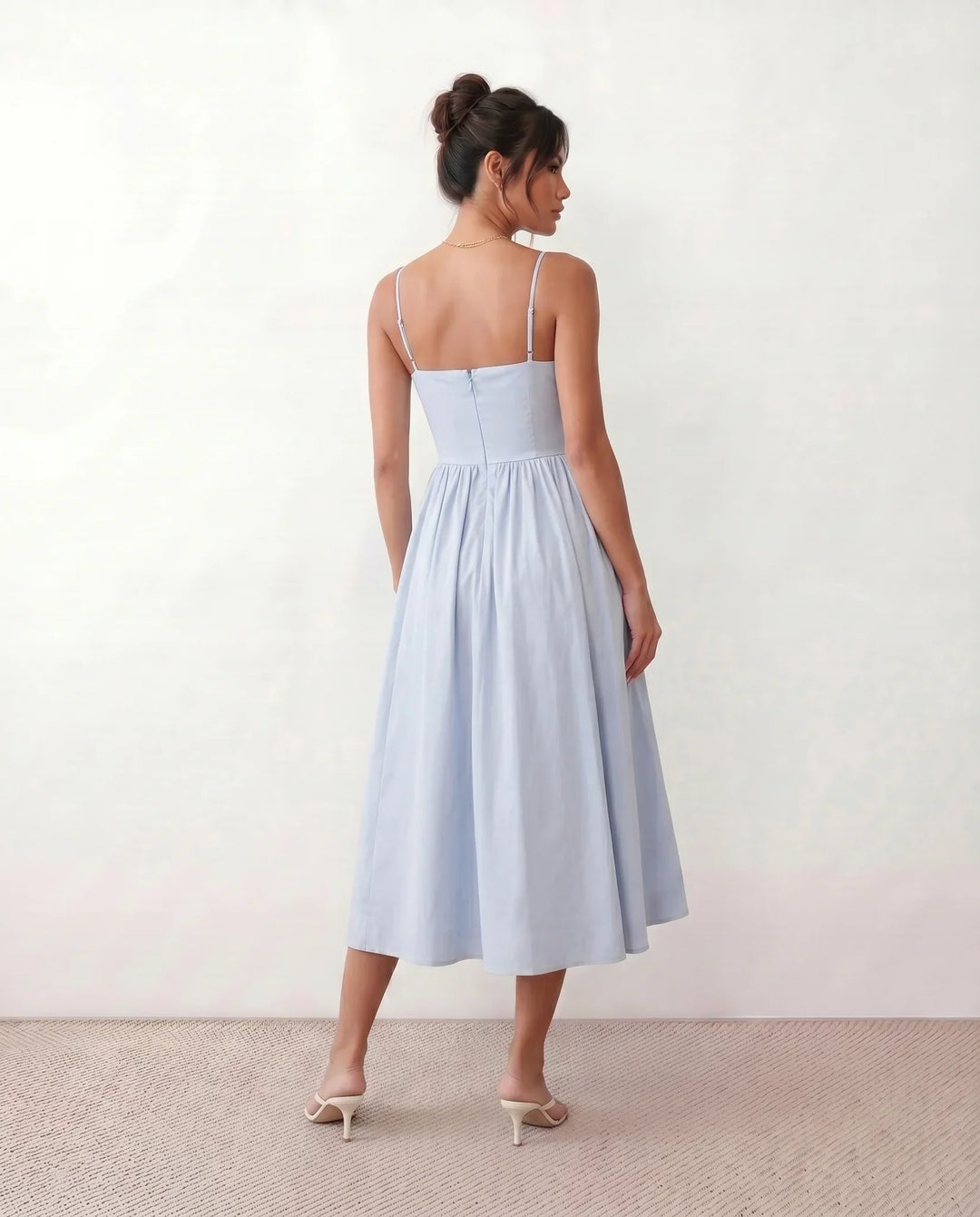 Women's Layla Spaghetti Strap Low Back Midi Dress | Invictora.com