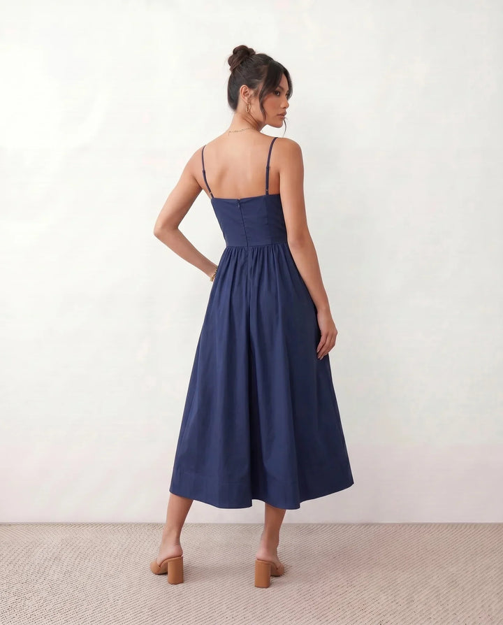Women's Layla Spaghetti Strap Low Back Midi Dress | Invictora.com
