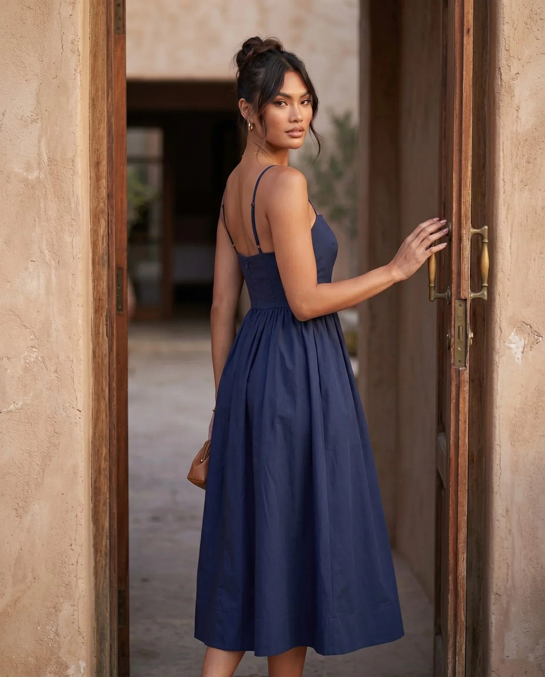 Women's Layla Spaghetti Strap Low Back Midi Dress | Invictora.com