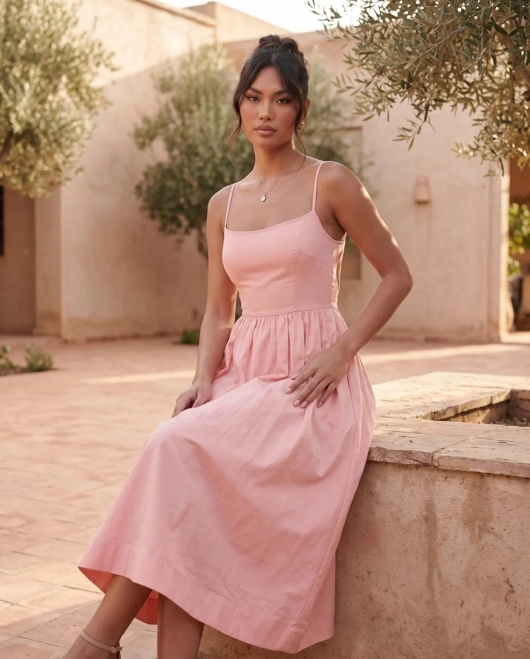 Women's Layla Spaghetti Strap Low Back Midi Dress product image | Invictora.com