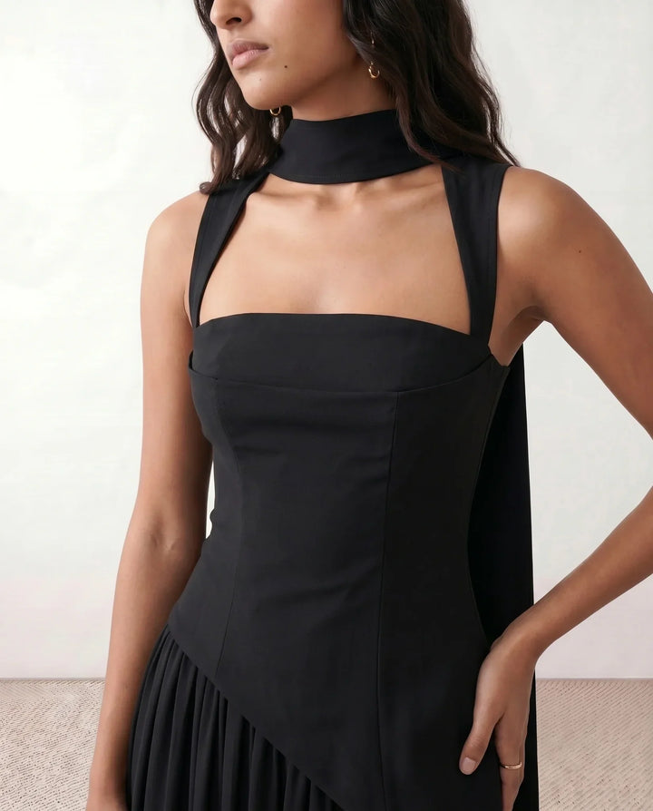Women's Emelie Basque Waist Lace-Up Maxi Dress product image | Invictora.com