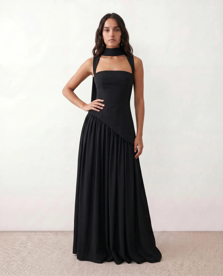 Women's Emelie Basque Waist Lace-Up Maxi Dress product image | Invictora.com