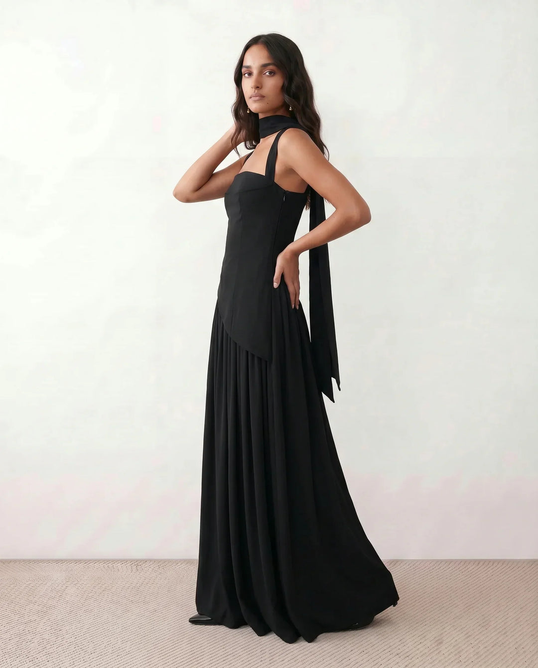 Women's Emelie Basque Waist Lace-Up Maxi Dress | Invictora.com