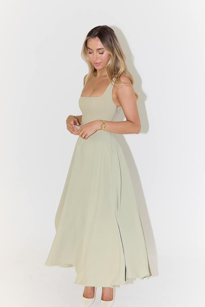 Women's Midi Dress – Square Neck Christmas Party