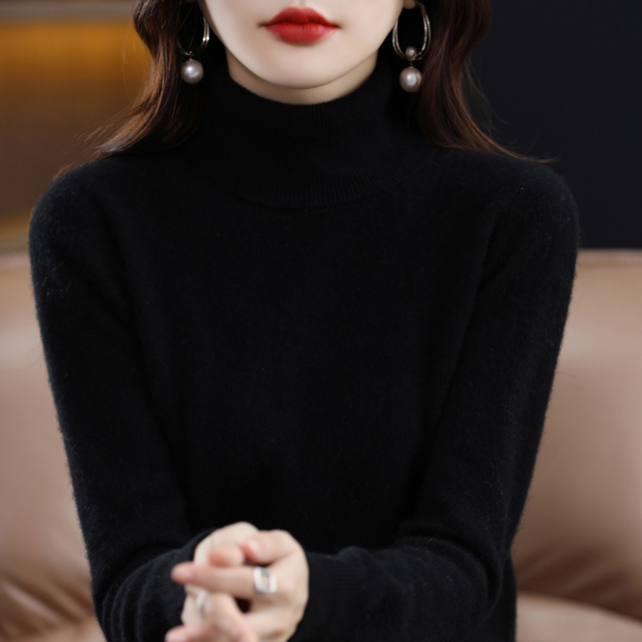 Women's Elena Cashmere Turtleneck in Black | Invictora.com