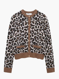 Women's Cardigan – Leopard Print Knit Button Front