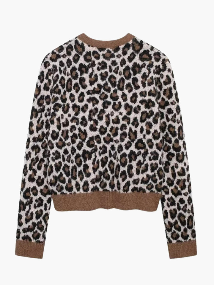 Women's Cardigan – Leopard Print Knit Button Front