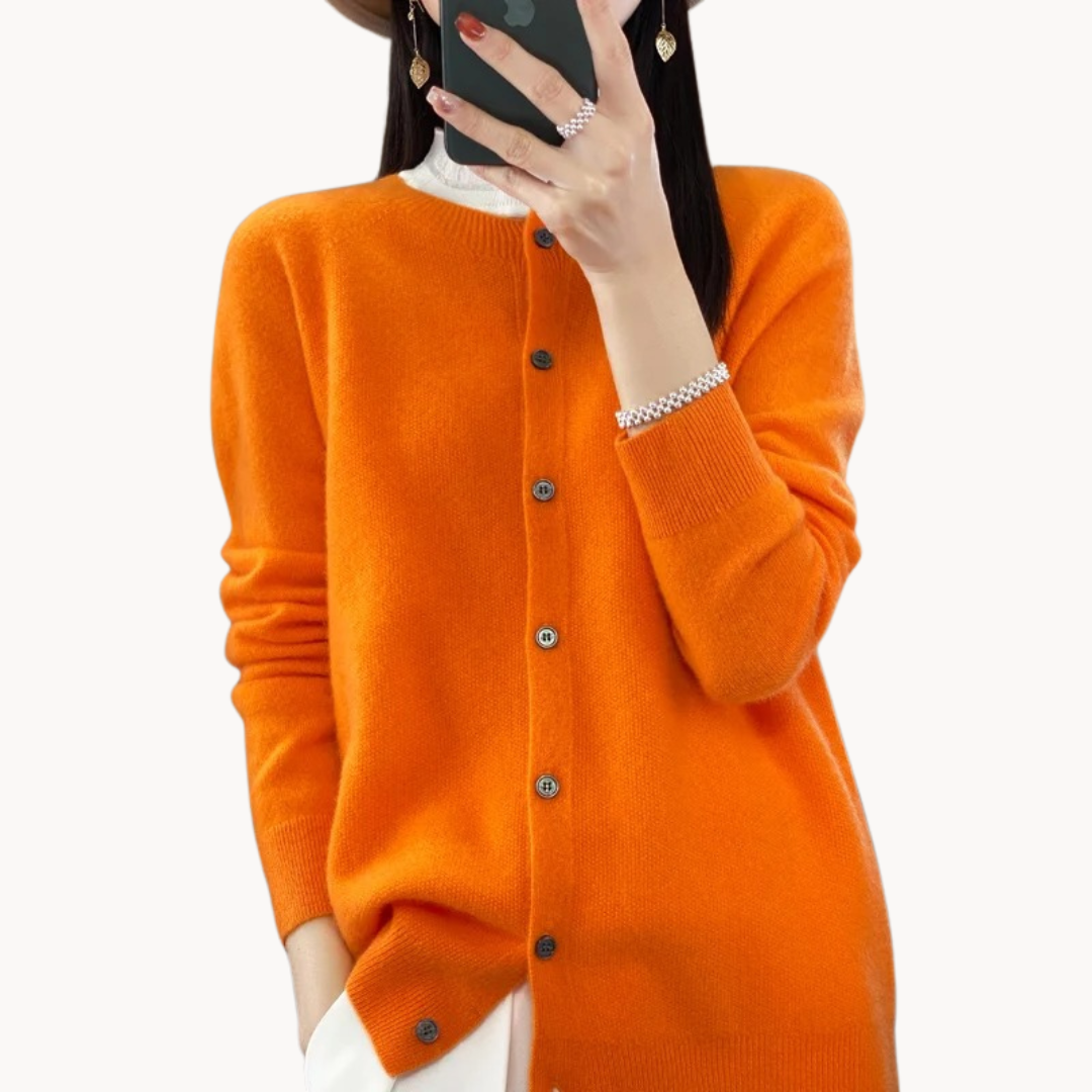 Women's Cropped Merino Wool Crew-Neck Cardigan