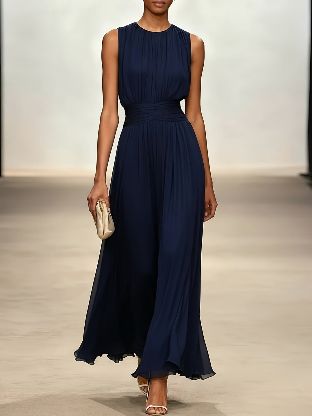 Women's Arabella - Pleated Maxi Wedding Guest Dress With Ruched Waist product image | Invictora.com