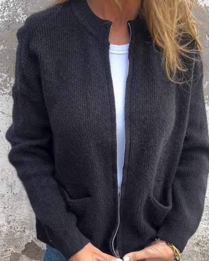 Women's Cotton Knit Zip-Up Cardigan