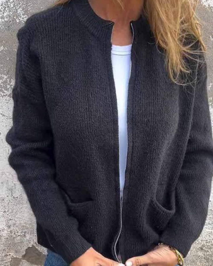 Women's Cotton Knit Zip-Up Cardigan