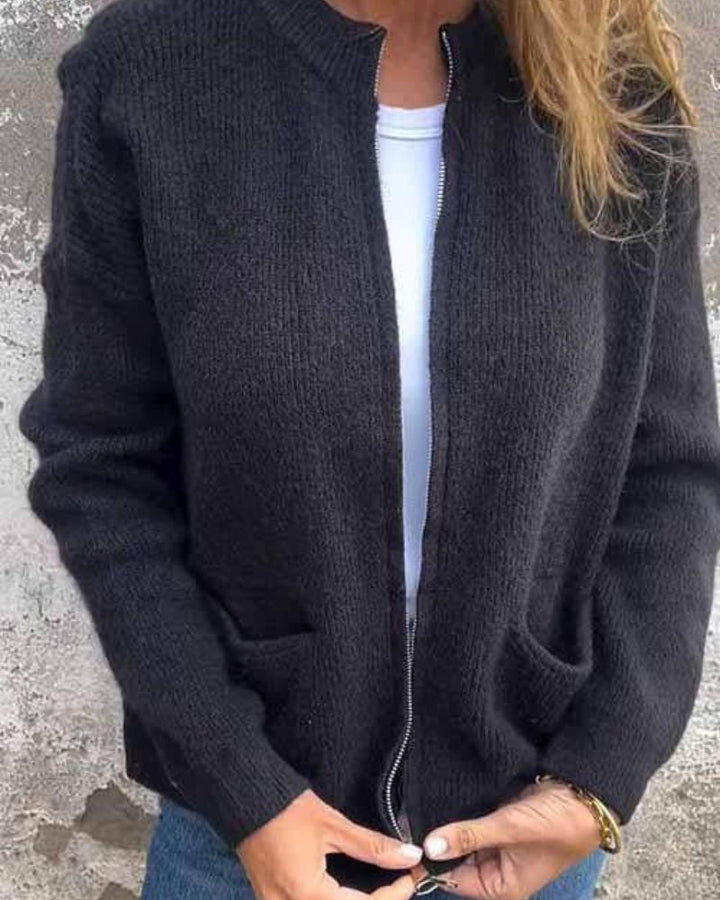 Women's Cotton Knit Zip-Up Cardigan