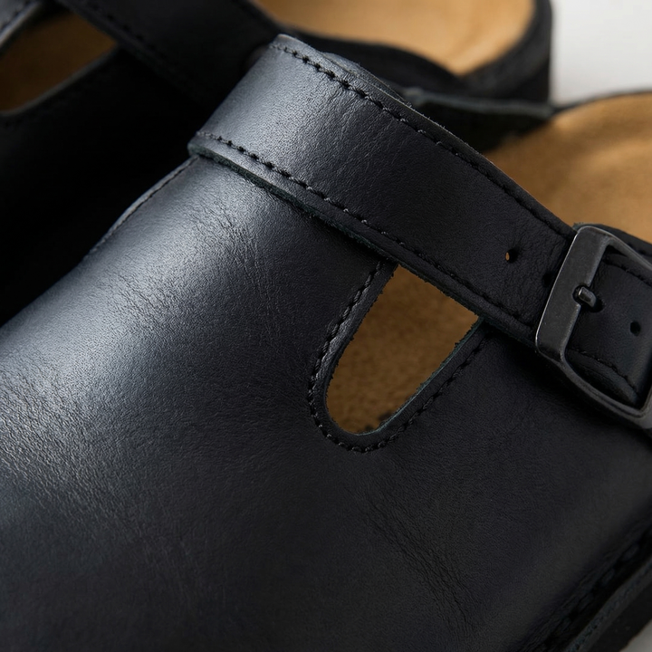 Women's Milan Leather Clogs in Black | Invictora.com
