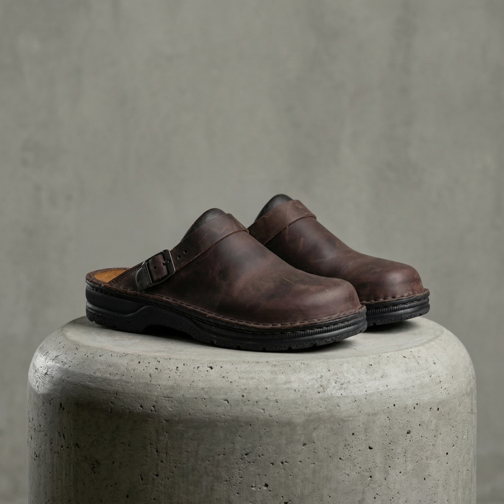 Women's Alden Leather Clogs in Dark Brown | Invictora.com
