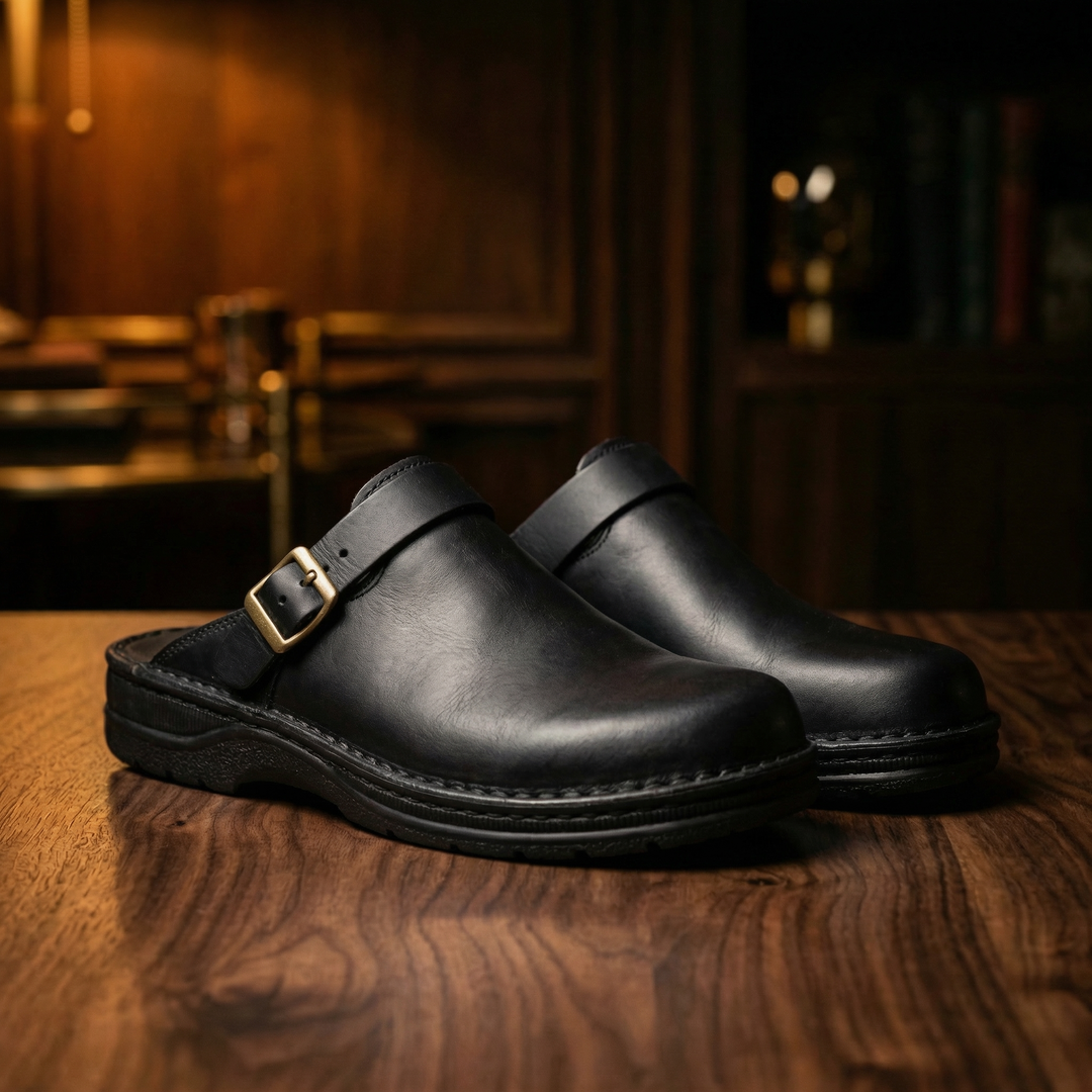 Women's Milan Leather Clogs in Black | Invictora.com