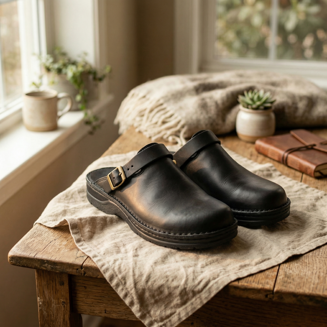 Women's Lucca Leather Clogs in Dark Brown | Invictora.com