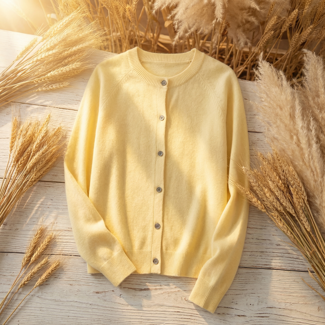 Women's Avery Merino Cardigan in Yellow | Invictora.com