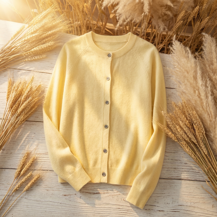 Women's Avery Merino Cardigan in Yellow | Invictora.com