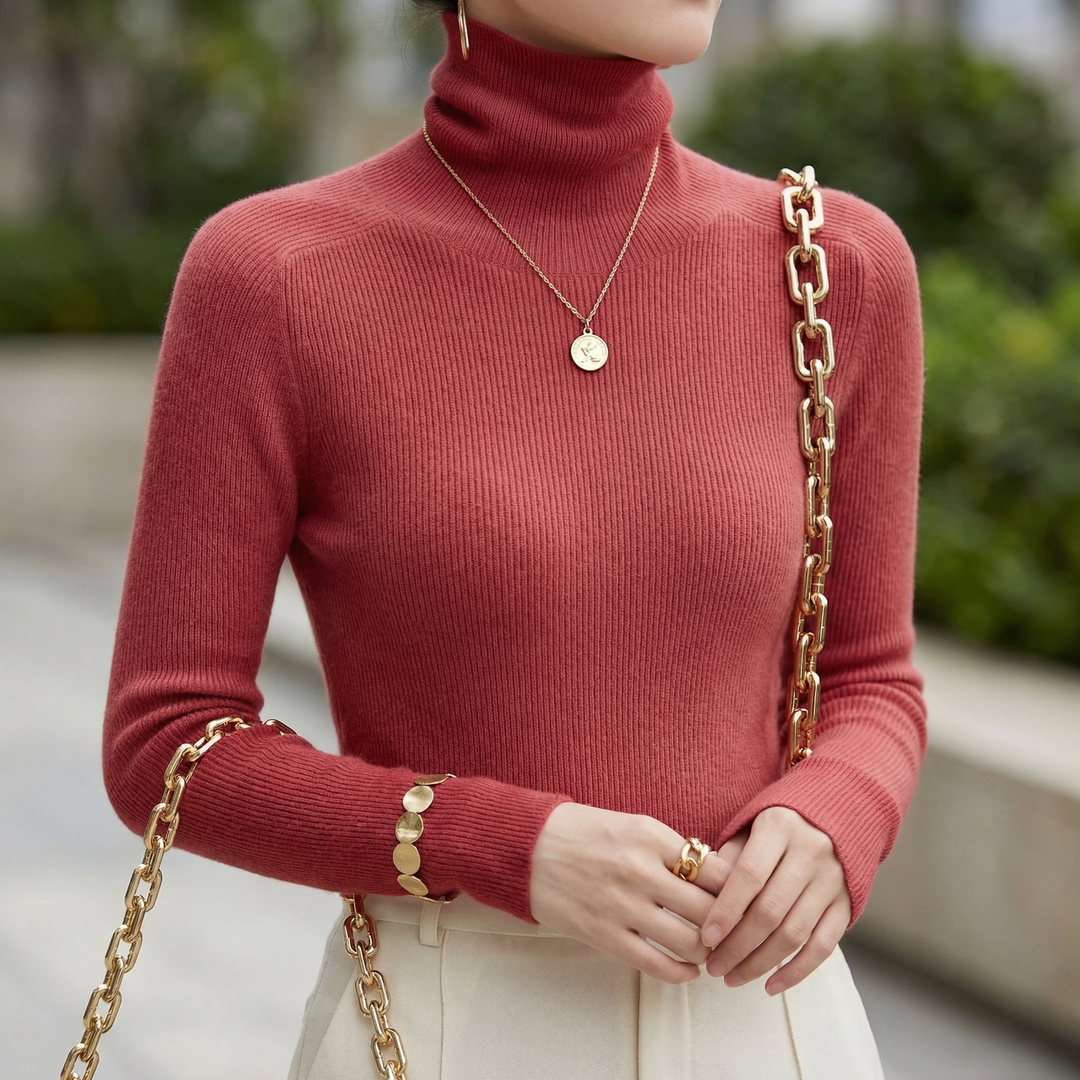 Women's Aria Cashmere Turtleneck in White | Invictora.com