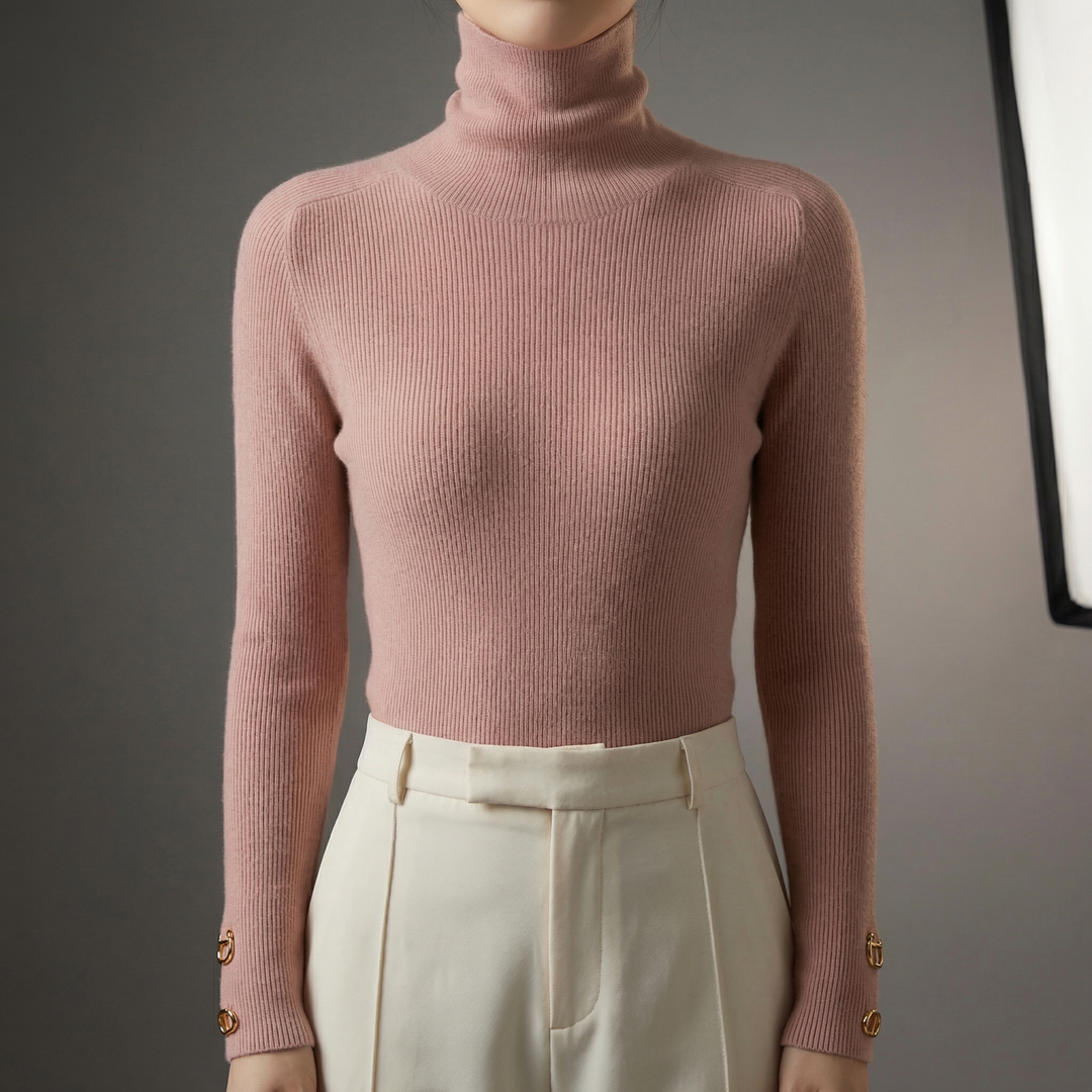 Women's Mila Cashmere Turtleneck in Red | Invictora.com