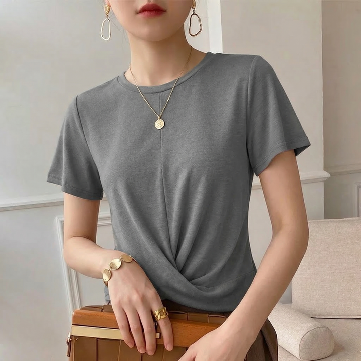Women's Luna Cotton Twist Tee in Pink | Invictora.com