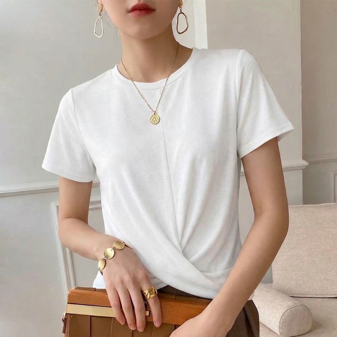 Women's Luna Cotton Twist Tee in Pink | Invictora.com