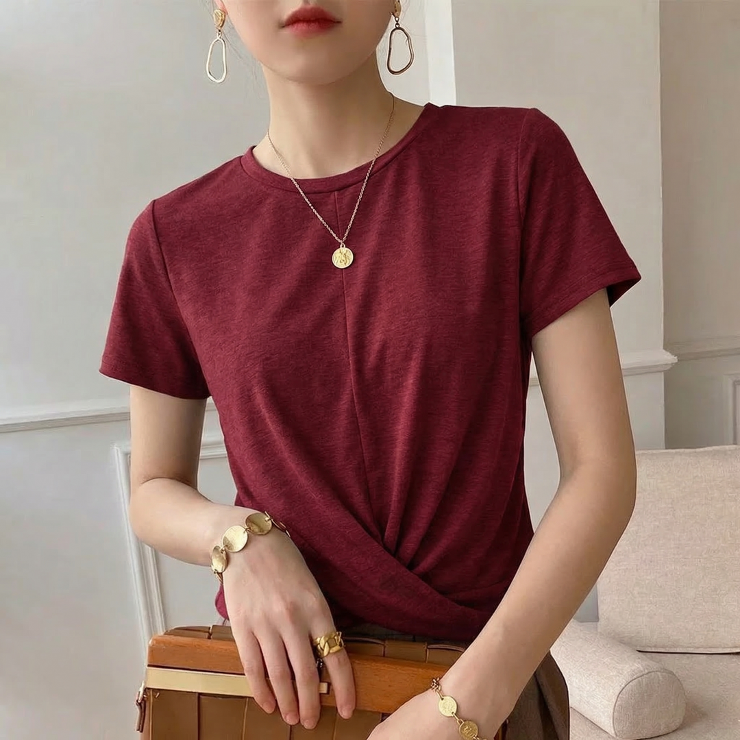 Women's Luna Cotton Twist Tee in Pink | Invictora.com