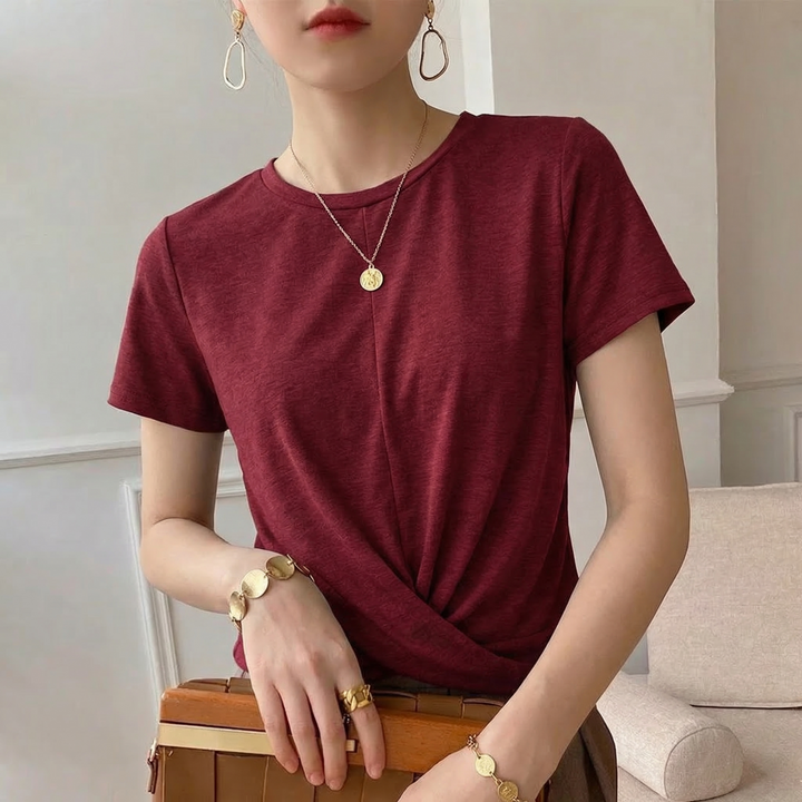 Women's Luna Cotton Twist Tee in Pink | Invictora.com
