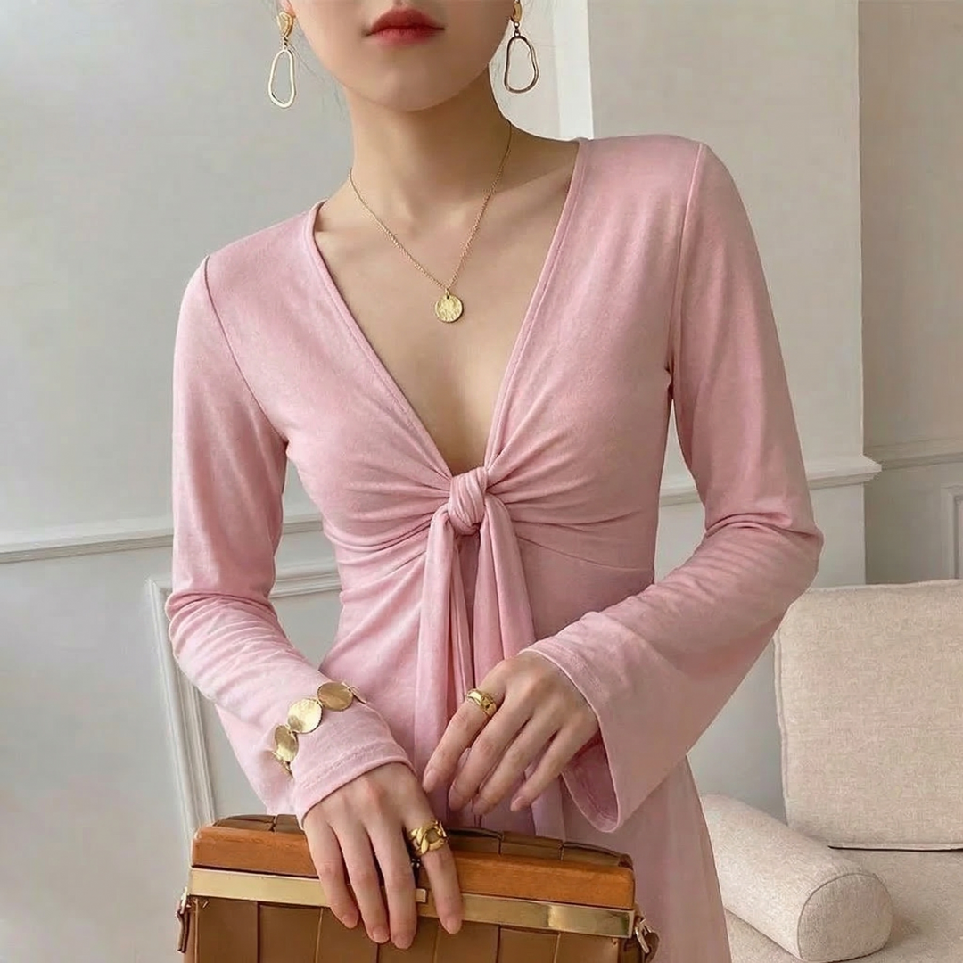 Women's Mae Linen Tie Front Top in White | Invictora.com