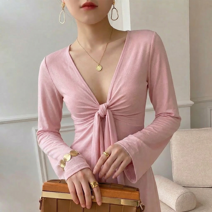 Women's Mae Linen Tie Front Top in White | Invictora.com