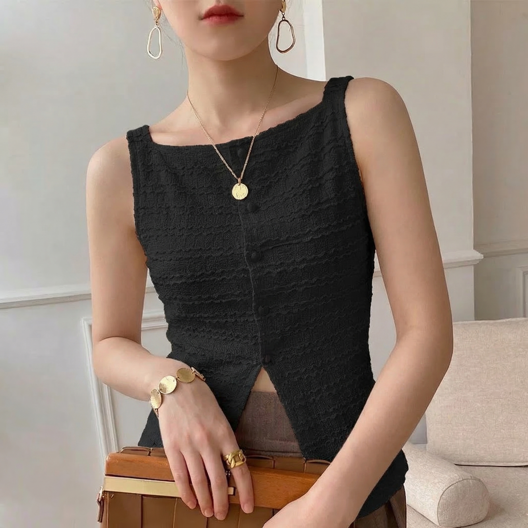 Women's Donna Linen Square Neck Top in White | Invictora.com