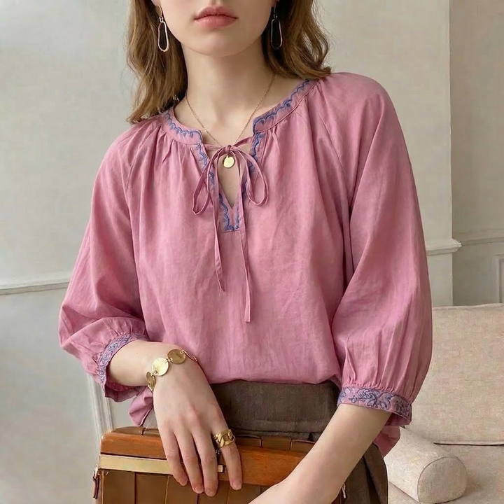 Women's Amanda Cotton Embroidery Top in White | Invictora.com