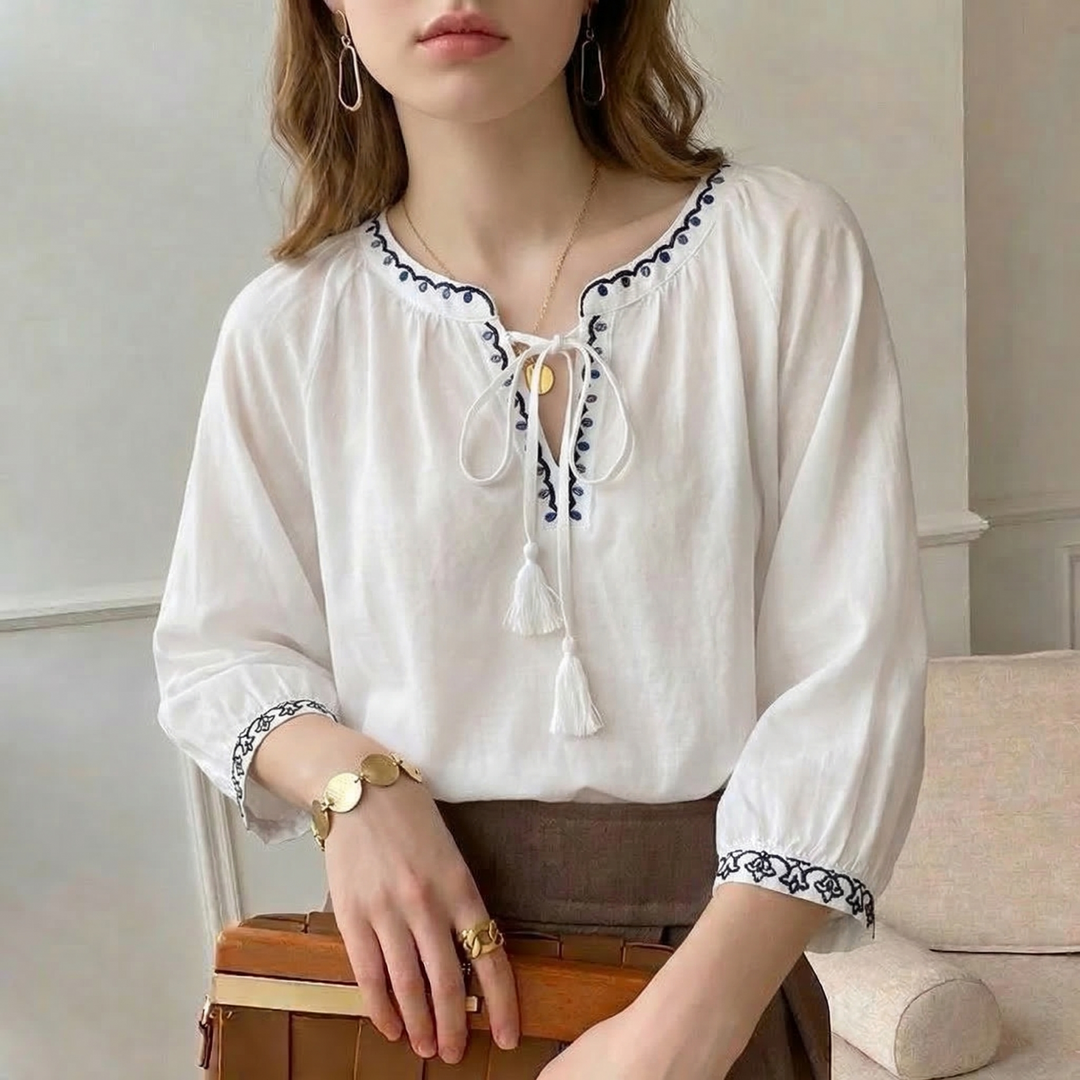 Women's Amanda Cotton Embroidery Top | Invictora.com