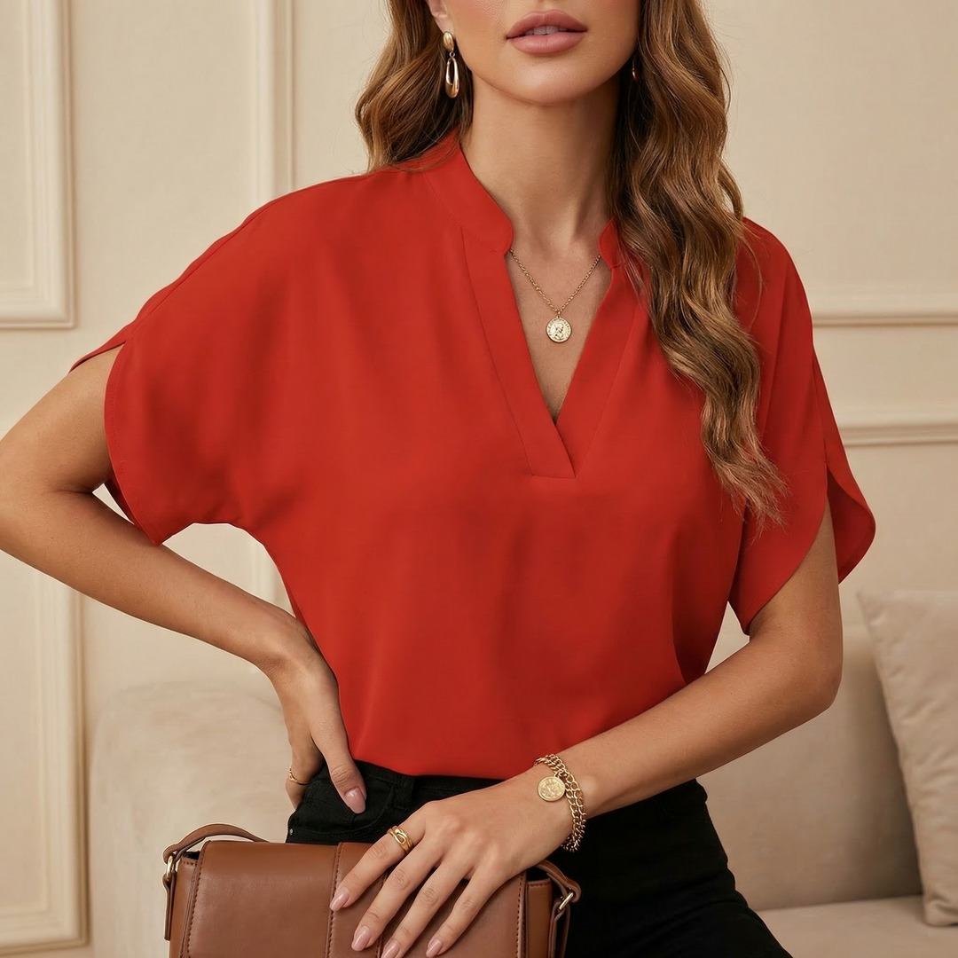 Women's Becca Silk Blouse in Orange | Invictora.com