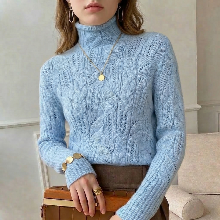 Women's Aurelia Wool Knit Sweater in Cream | Invictora.com