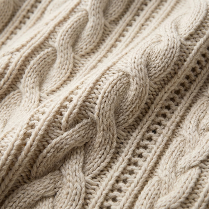 Women's Aurelia Wool Knit Sweater in Cream | Invictora.com