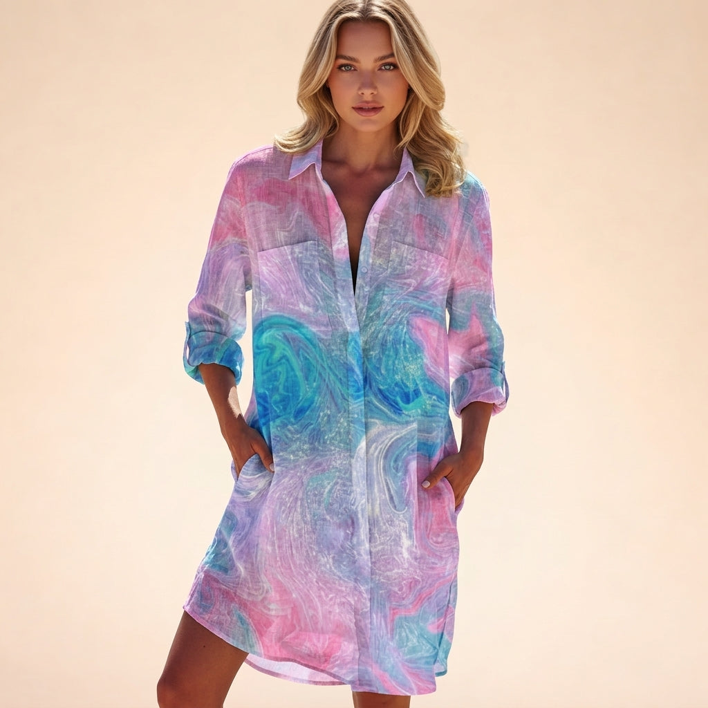 Women's Isabella Colorful Chemisier in Multicolor Rainbow | Invictora.com