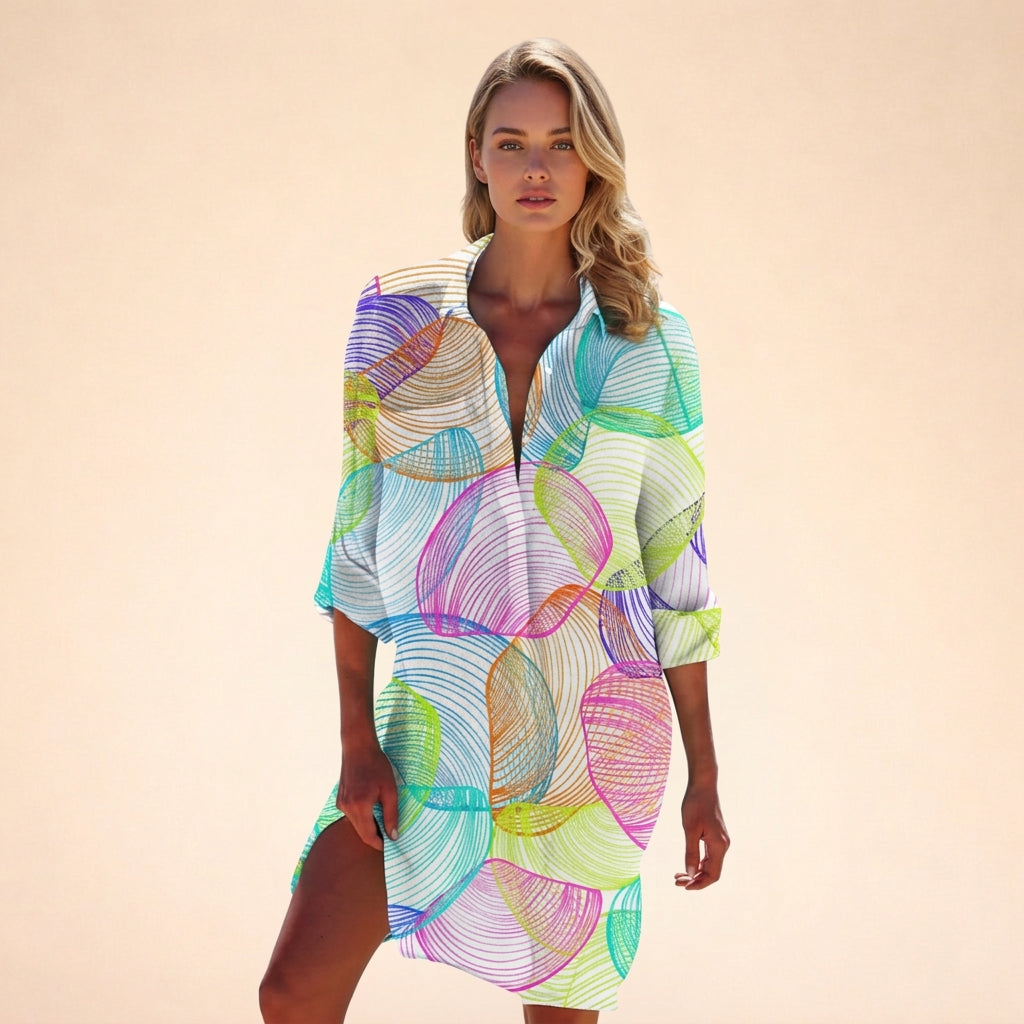 Women's Isabella Colorful Chemisier in Multicolor Rainbow | Invictora.com