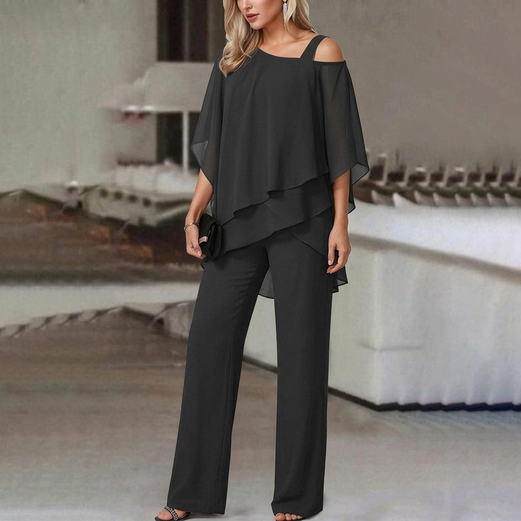 Women's Elvessa Asymmetric Top Set in Red | Invictora.com