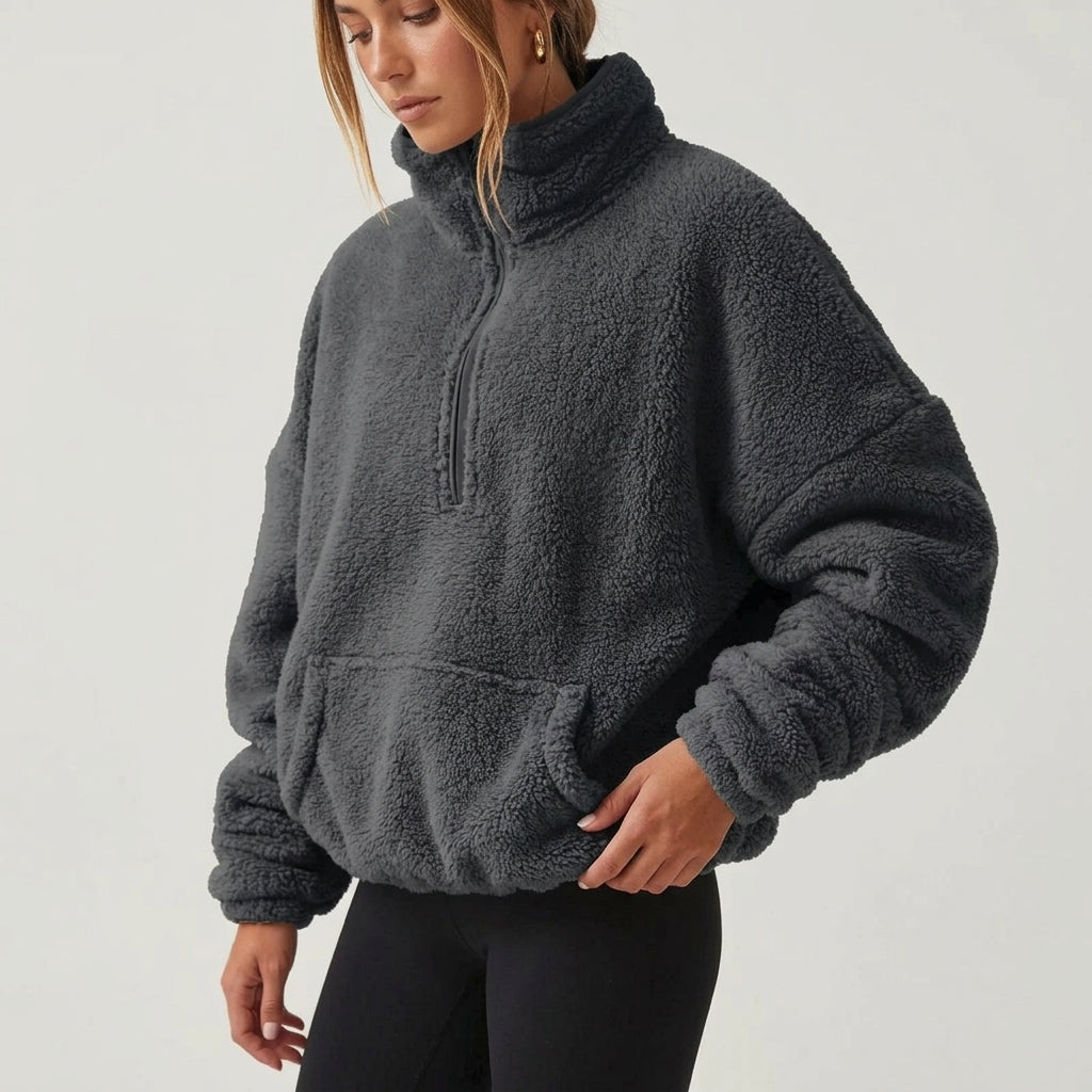 Women's Velora Cashmere Half-Zip in Brown | Invictora.com