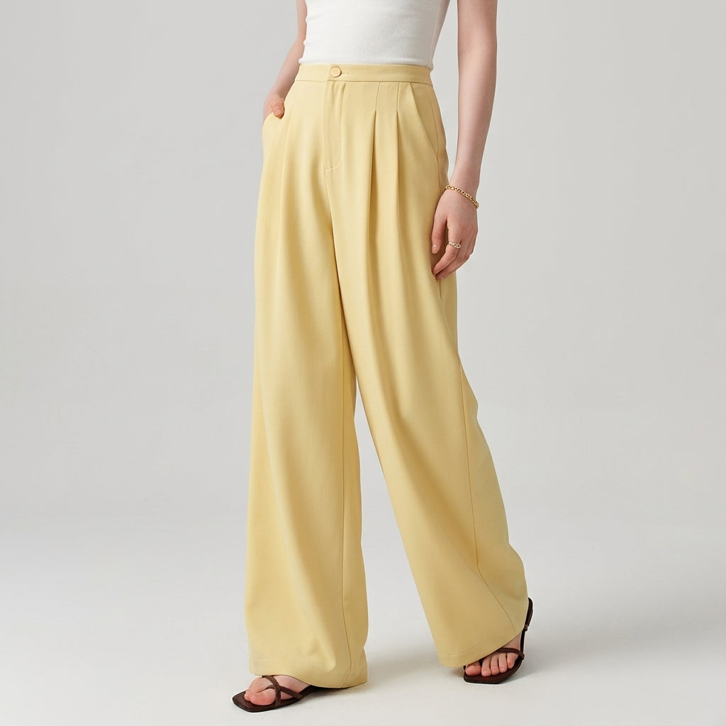 Women's Aveline Flowing Trousers in Yellow | Invictora.com