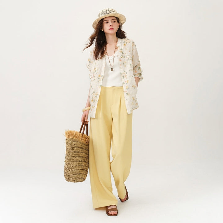 Women's Aveline Flowing Trousers in Yellow | Invictora.com