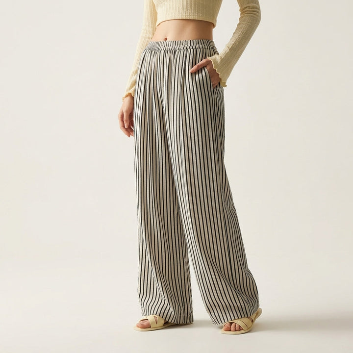 Women's Aventine Linen Trousers in Striped | Invictora.com