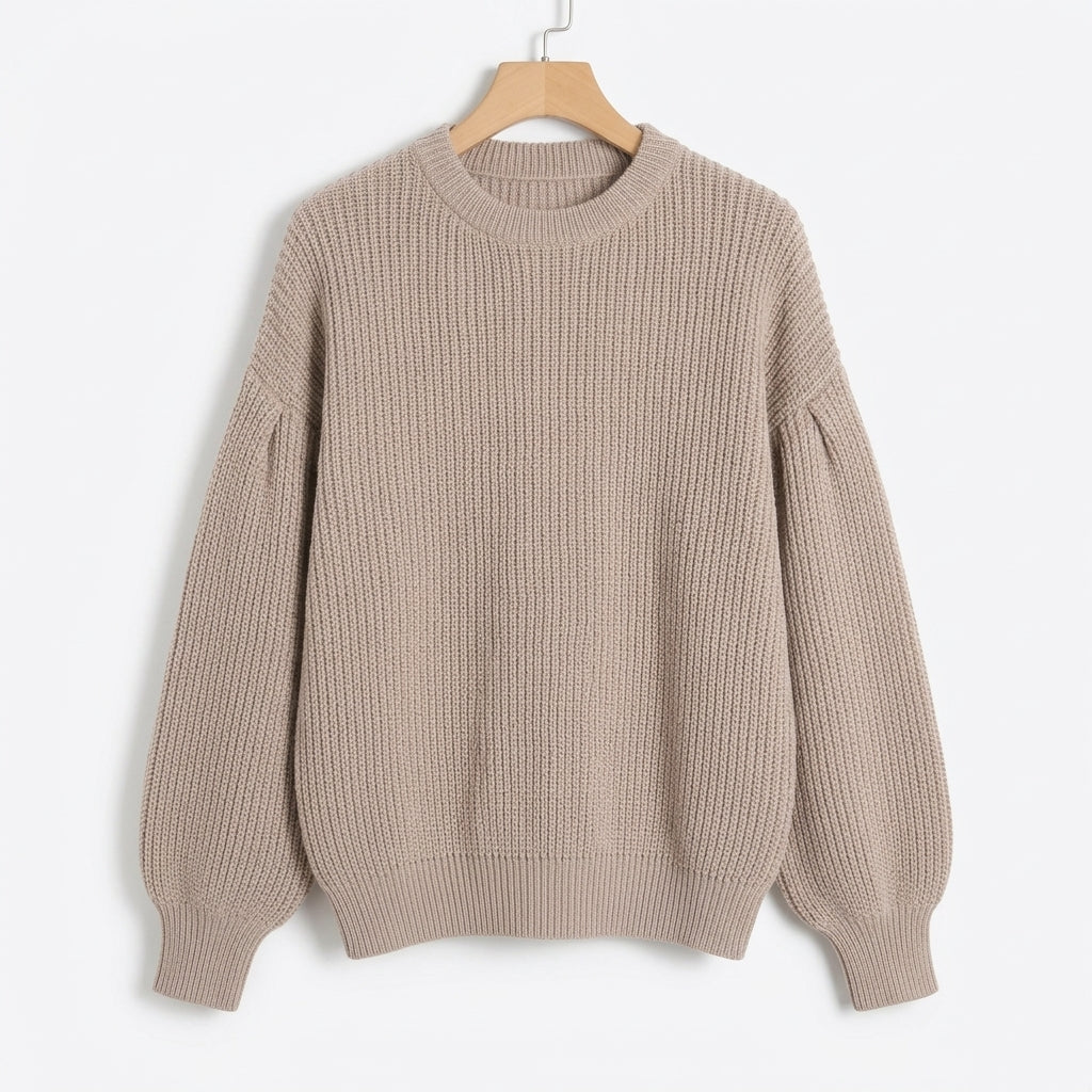 Women's Sienna Cashmere Pullover in Taupe | Invictora.com
