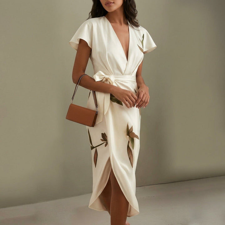 Women's Inaya Silk Wrap Dress in White | Invictora.com